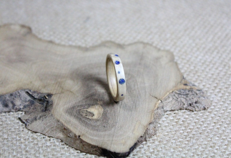 Lapis lazuli bentwood ring Wood ring Wooden ring Bentwood ring for men Wood wedding ring Husband wedding band Wife wood ring