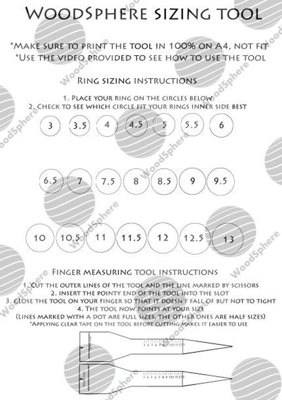 Digital Printable Ring Sizing Tool Etsy