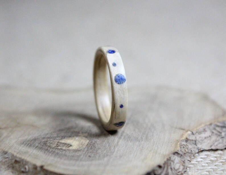 Lapis lazuli bentwood ring Wood ring Wooden ring Bentwood ring for men Wood wedding ring Husband wedding band Wife wood ring