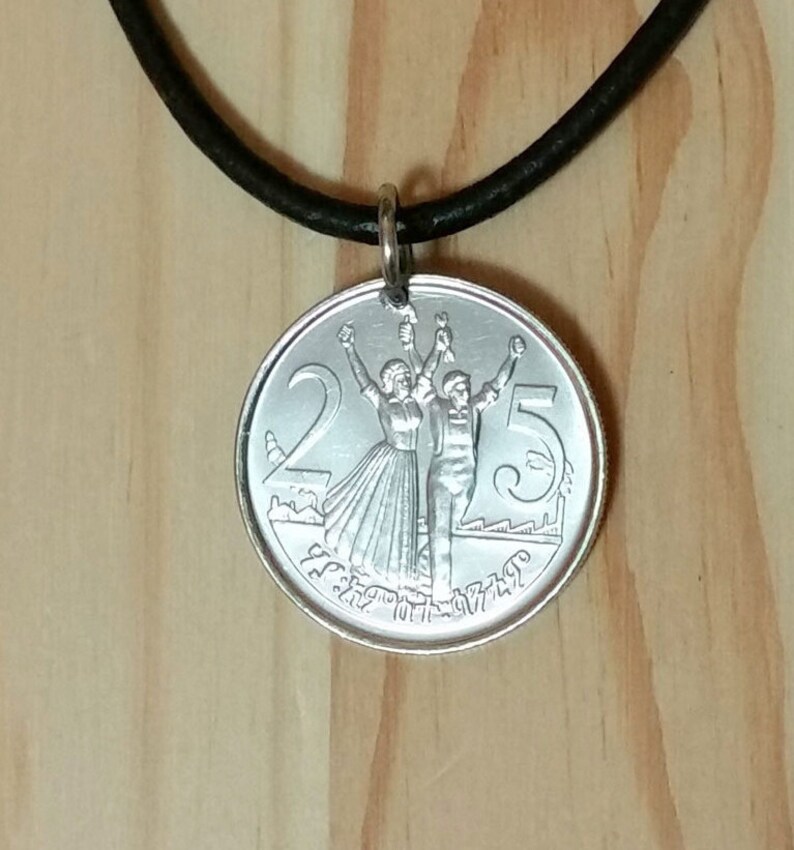African Ethiopia animal coin African Ethiopia jewelry Lion coin Pendant Necklace Ethiopia 25 santeem Lion Head Coin Necklace charm