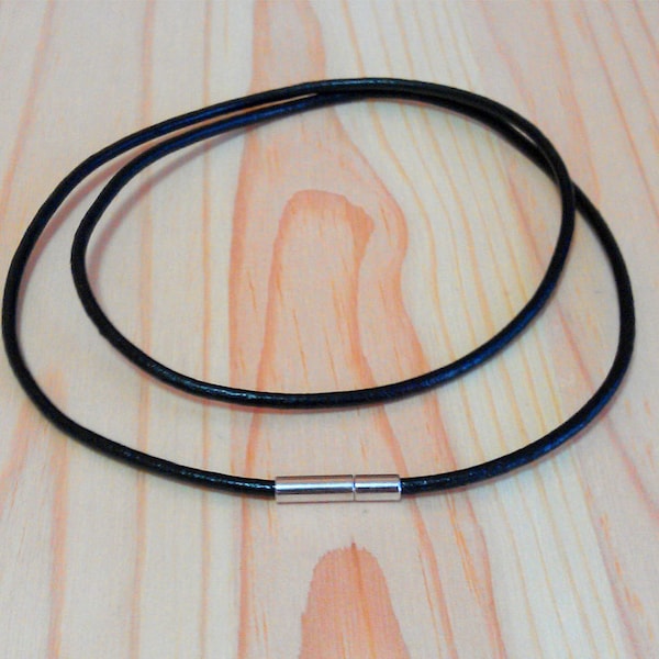 Leather Cord Necklace, Black Leather cord, Brown Leather cord, 2mm round leather necklace with easy to use clasp.