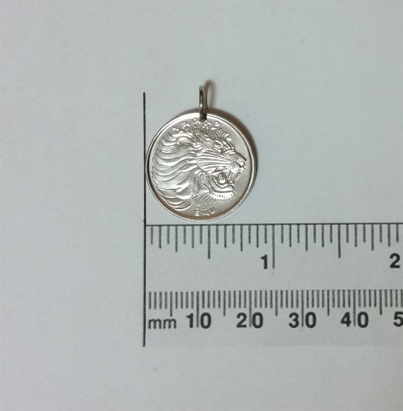 African Ethiopia animal coin African Ethiopia jewelry Lion coin Pendant Necklace Ethiopia 25 santeem Lion Head Coin Necklace charm