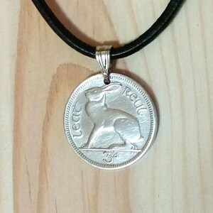 thumbnail image 2 of 1966 Irish 3 Pence Lucky Rabbit Coin Pendant – 24 2 of 2