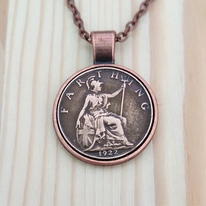 Farthing munthanger, Britannia Farthing muntbedel, UK One Farthing muntketting