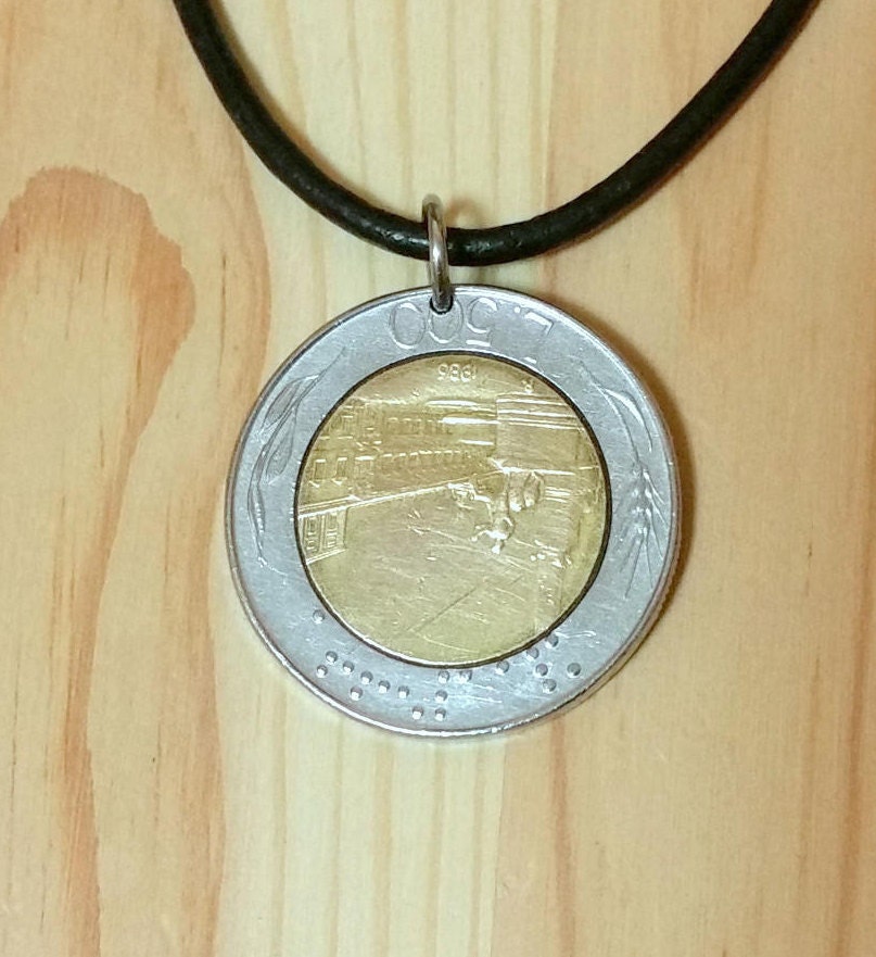 Italy Coin Necklace 500 Lire Italy Coin Pendant Charm - Etsy