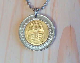 Toetanchamon munthanger, Egyptische muntketting hanger bedel, koning Tut ankh amun farao piramides Egyptische godin Arabische munthanger
