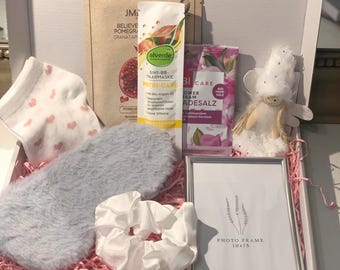 Unique Birthday Gift Box, Gift Box Set With Sleep Mask, Bath Essentials in a Gift Box, Luxury Self Care Gift Box for Women, Angel Decor Box