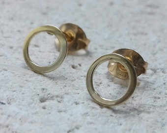 9ct Gold, Tiny Open Circle, Stud Earrings, 6mm