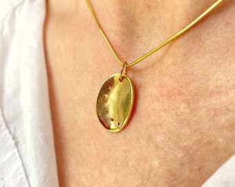9ct Recycled Gold Ormer Shell Pendant: Handmade Guernsey Necklace