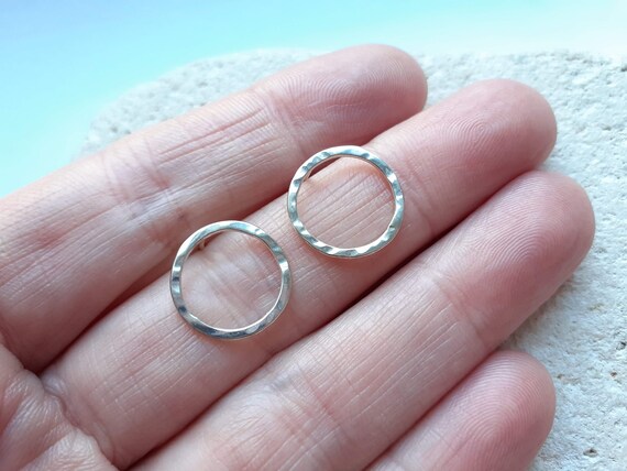Recycled Silver Textured Circle Stud