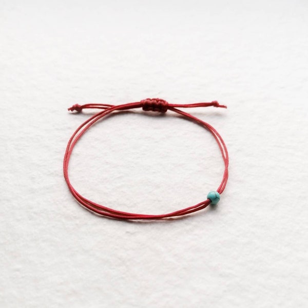 Red string bracelet, Turquoise bead bracelet, Layering bracelet, Minimalist bracelet, Protection bracelet, Slim bracelet