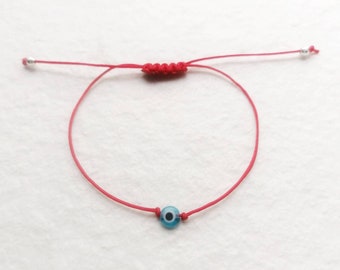 Red string bracelet, Evil eye bracelet, Minimalist jewelry, Layering bracelet, Dainty mati bracelet, Greek evil eye, Unisex slim bracelet