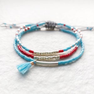Seed beads bracelets, Layering bracelets, Turquoise beads bracelets, Layering miyuki braclets, Tiny bracelets, Stackable colorful bracelets