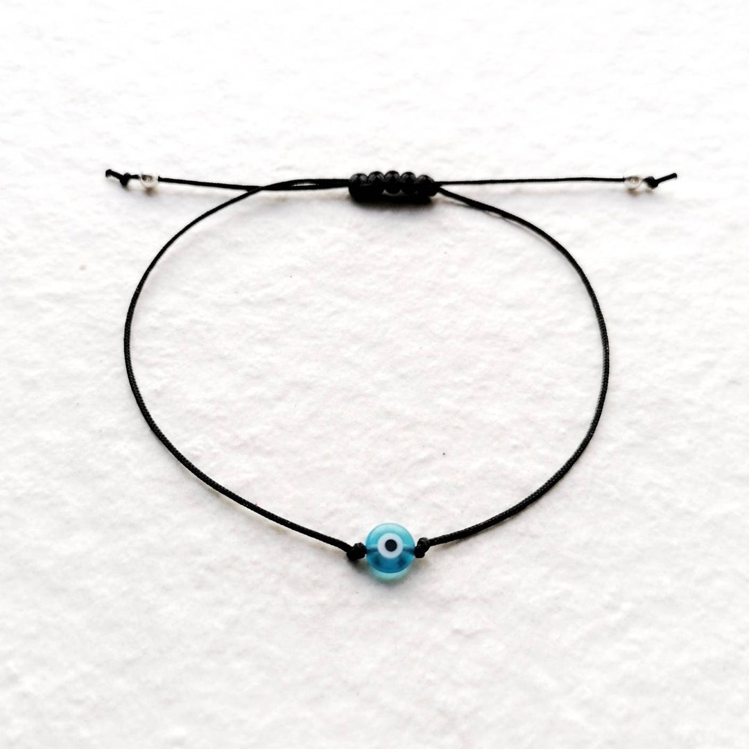 Jewel String Evil Eye Bracelet, Black String Evil Eye Bracelet, Light Blue Evil Eye ...