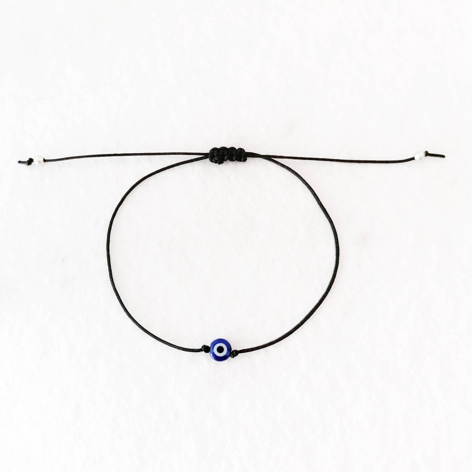 Black String Evil Eye Bracelet Blue Evil Eye Bracelet Dainty Etsy