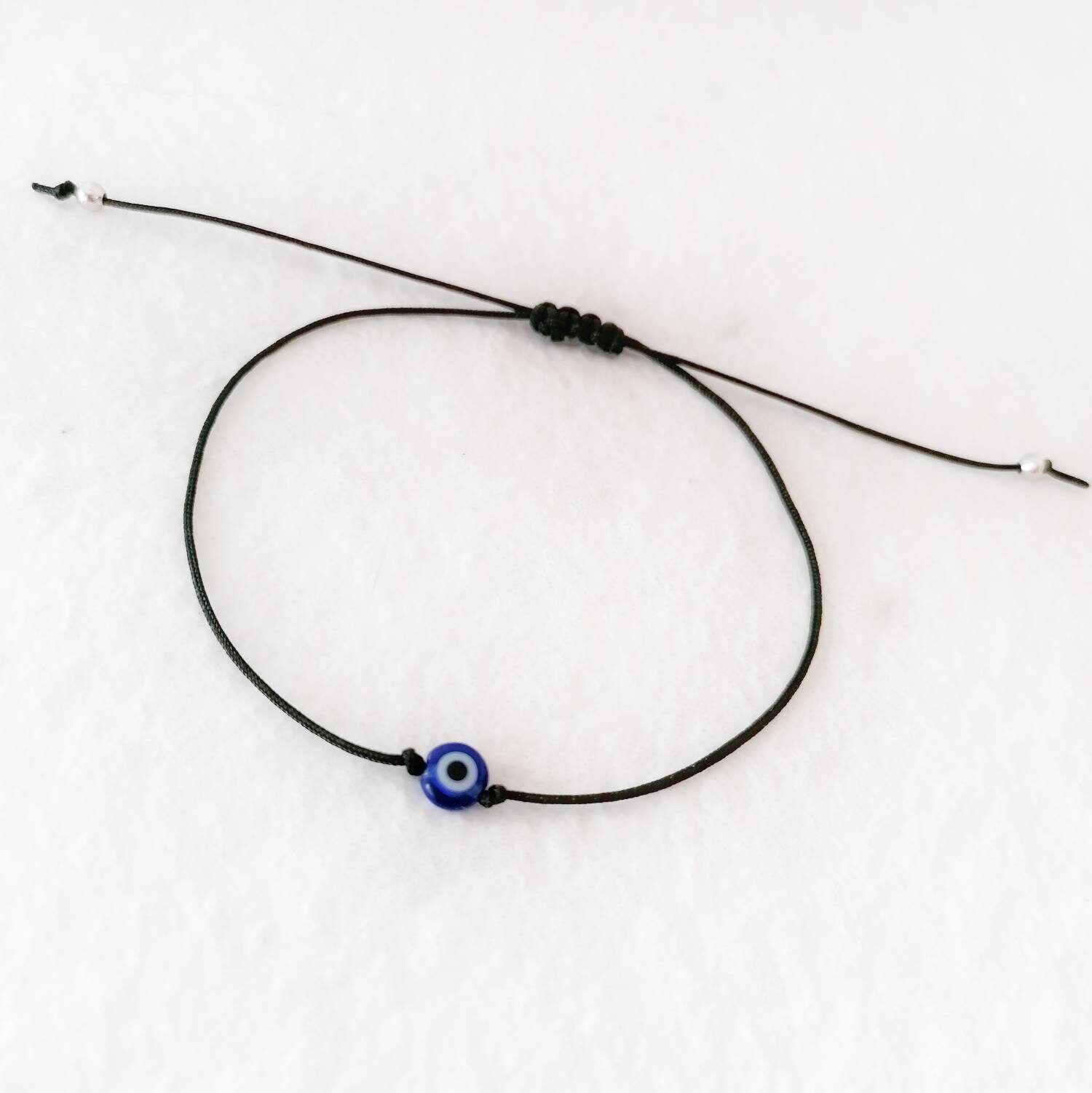 Black String Evil Eye Bracelet Blue Evil Eye Bracelet Dainty Etsy