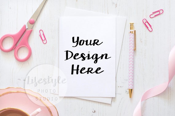 Card Mockup Styled Card With White Envelope Mock