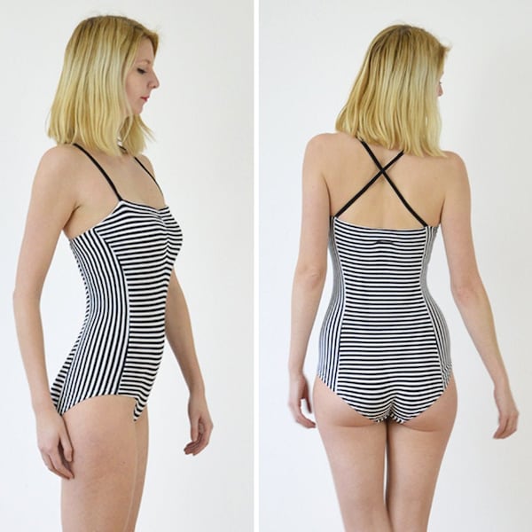 BODYSUIT | Damen Stripy Bodysuit. Cami Bodysuit. Strappy Bodysuit. Streifen Bandeau Bodysuit. Größe Groß