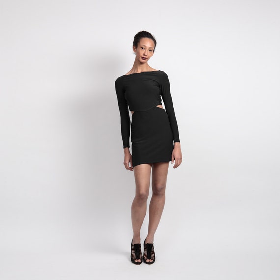 cut out black mini dress