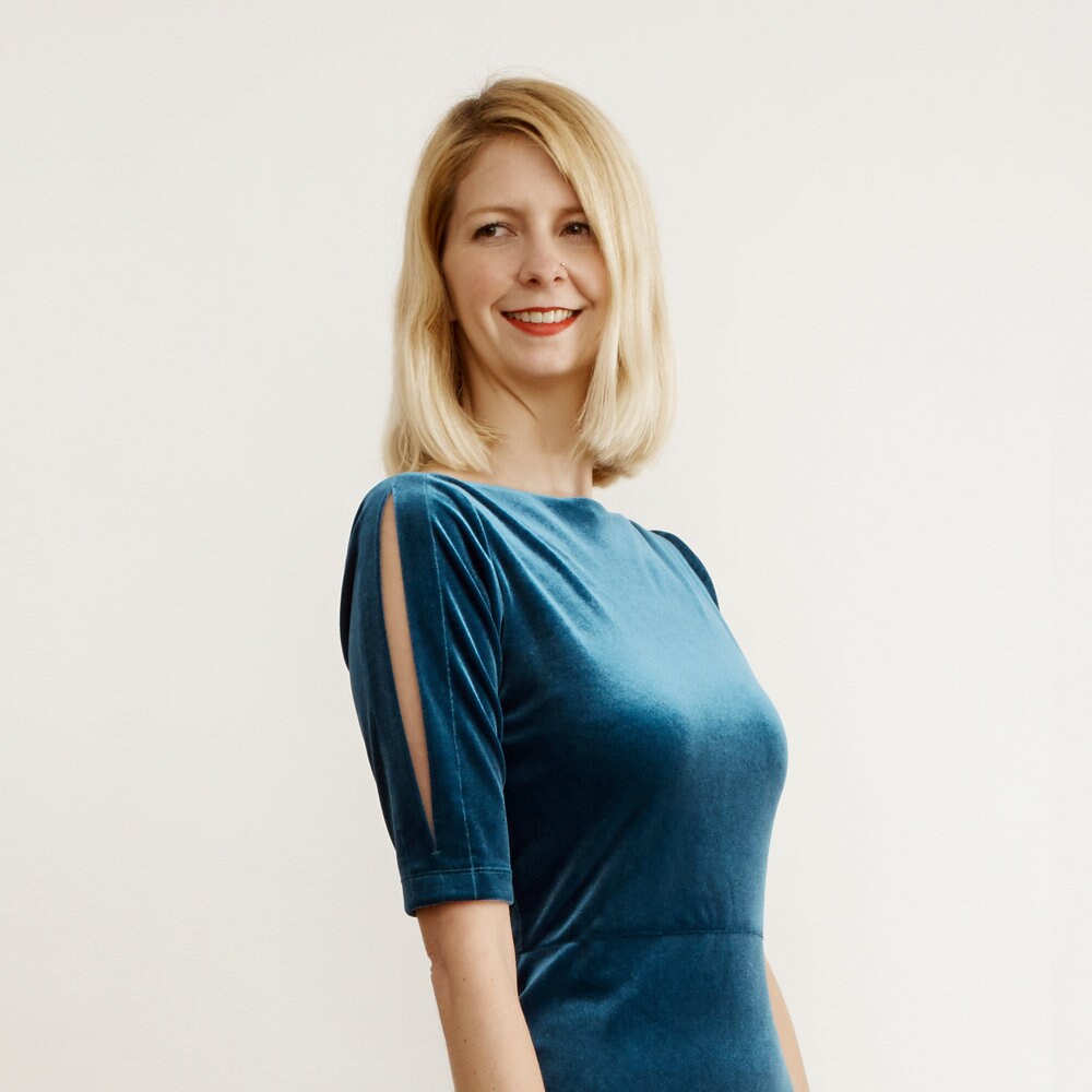 LOMBARD Teal Green Velvet Dress. Vintage Style Cocktail Etsy UK