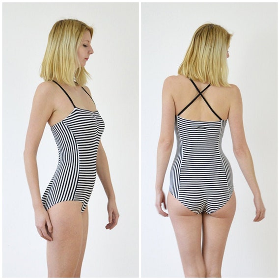 BODYSUIT Women's Stripy Bodysuit. Cami Bodysuit. Strappy Bodysuit. Stripe  Bandeau Bodysuit. Size Large 