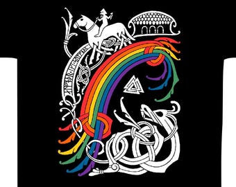 Viking Pagan Norse Bifrost Rainbow Bridge T-shirt - Designed & printed in Scotland