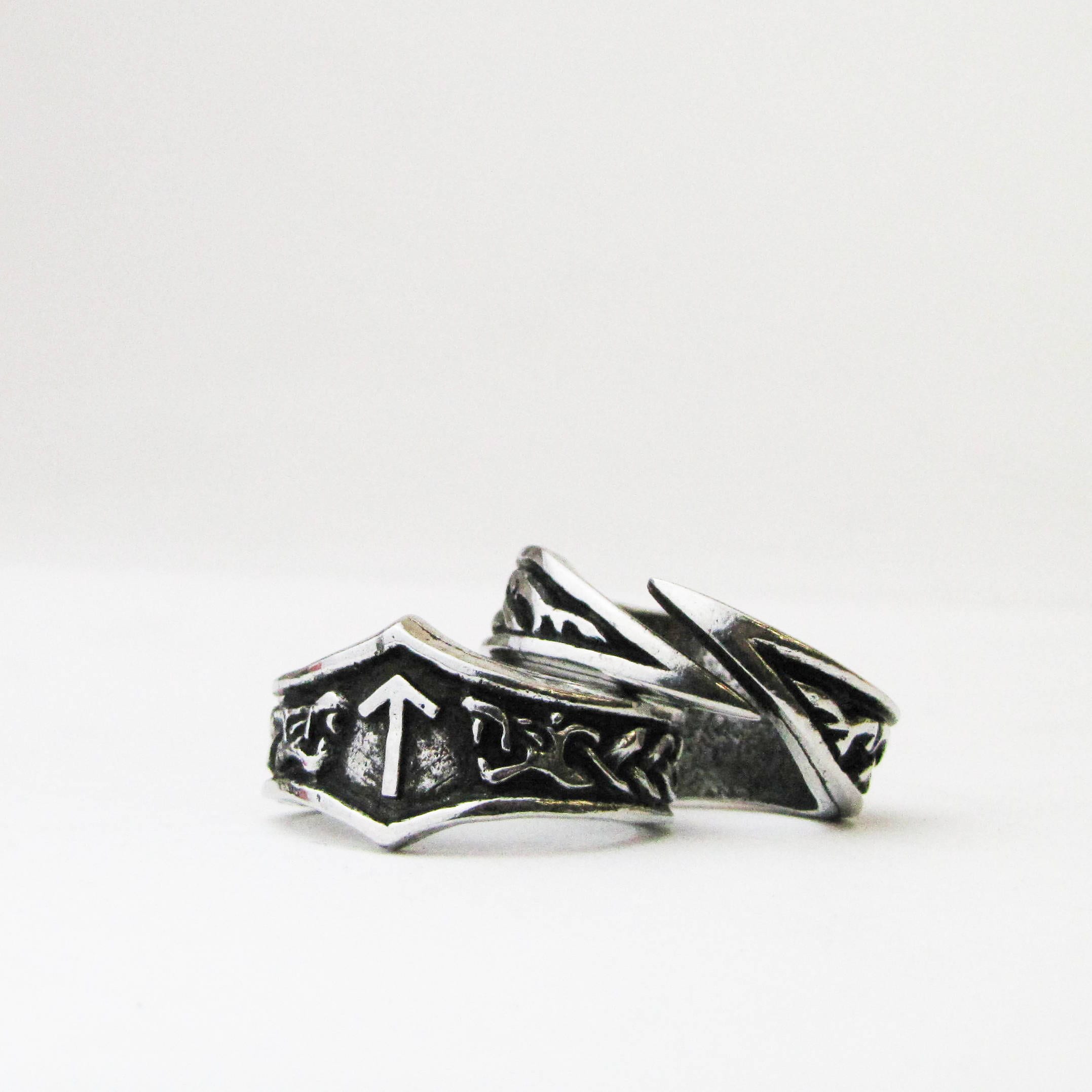 Tiwaz Viking Rune Letter T Runic Ring Adjustable UK