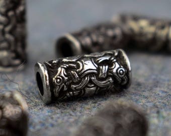 2 X Odin&#39;s Raven Pewter Viking Style Bead for Beards, Dreads or Bracelets