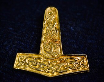 Gold Plated Viking Norse Jorvik Hammer  AV020- GP