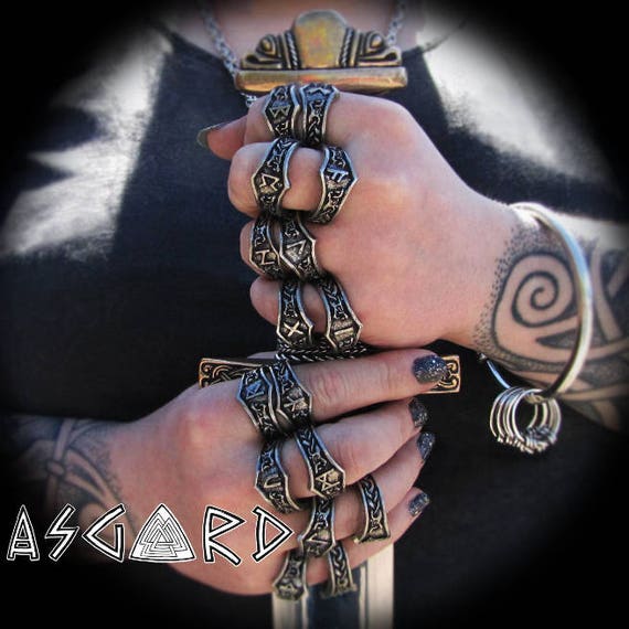 Thuriaz Viking Rune Letras TH anillo runico ajustable