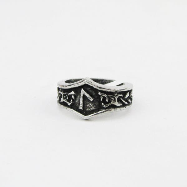 Laguz Viking Rune Letter L Runic Ring - Adjustable