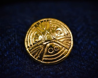 Broche de disco de York mediano vikingo chapado en oro ABR002- GP