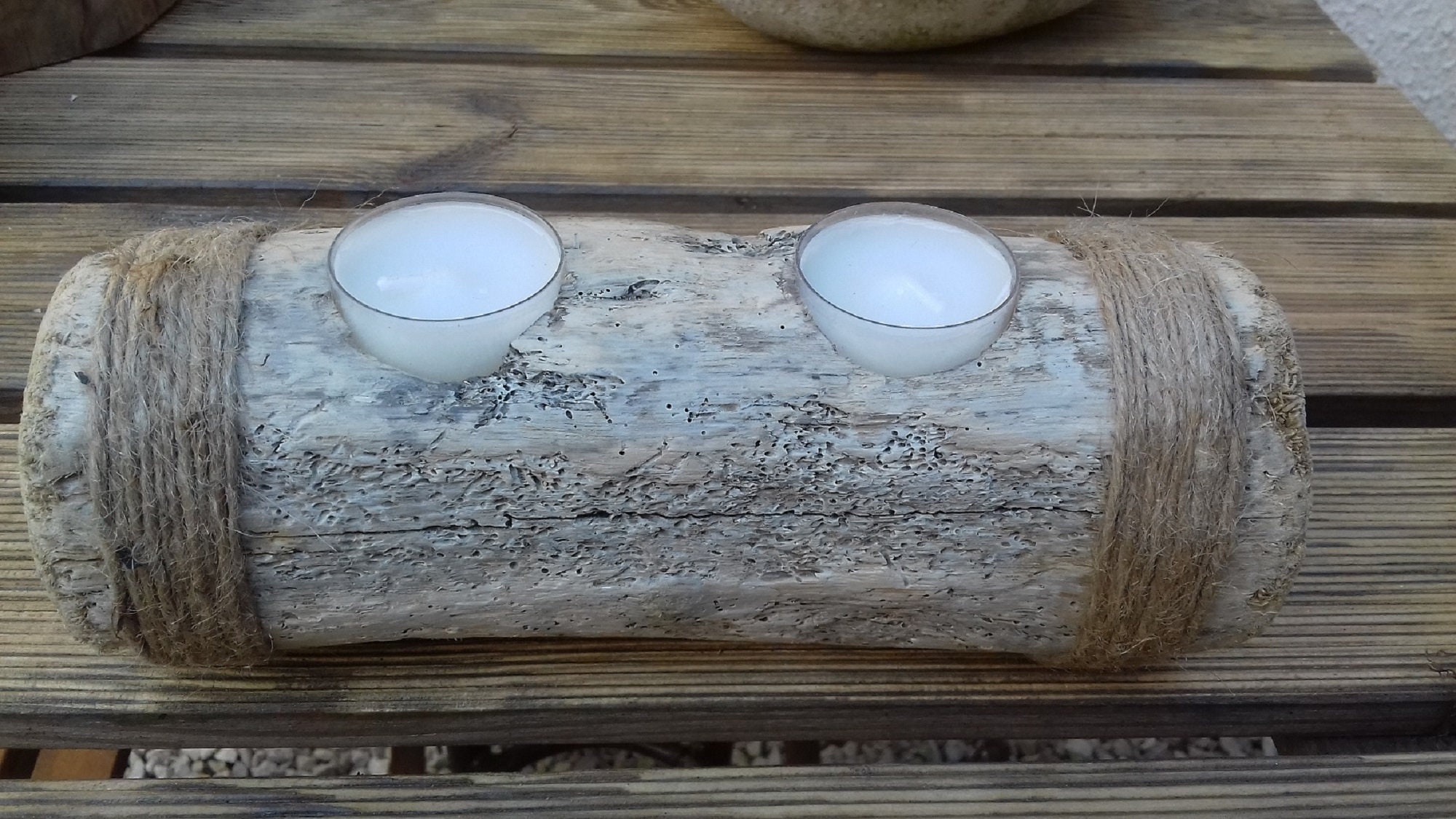 Bougeoir en Bois Flotté de Corse, Fait Main, Pièce Unique.