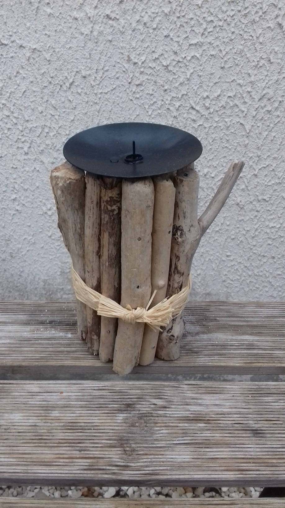 Bougeoir en Bois Flotté, Fait Main, Travail Artisanal.