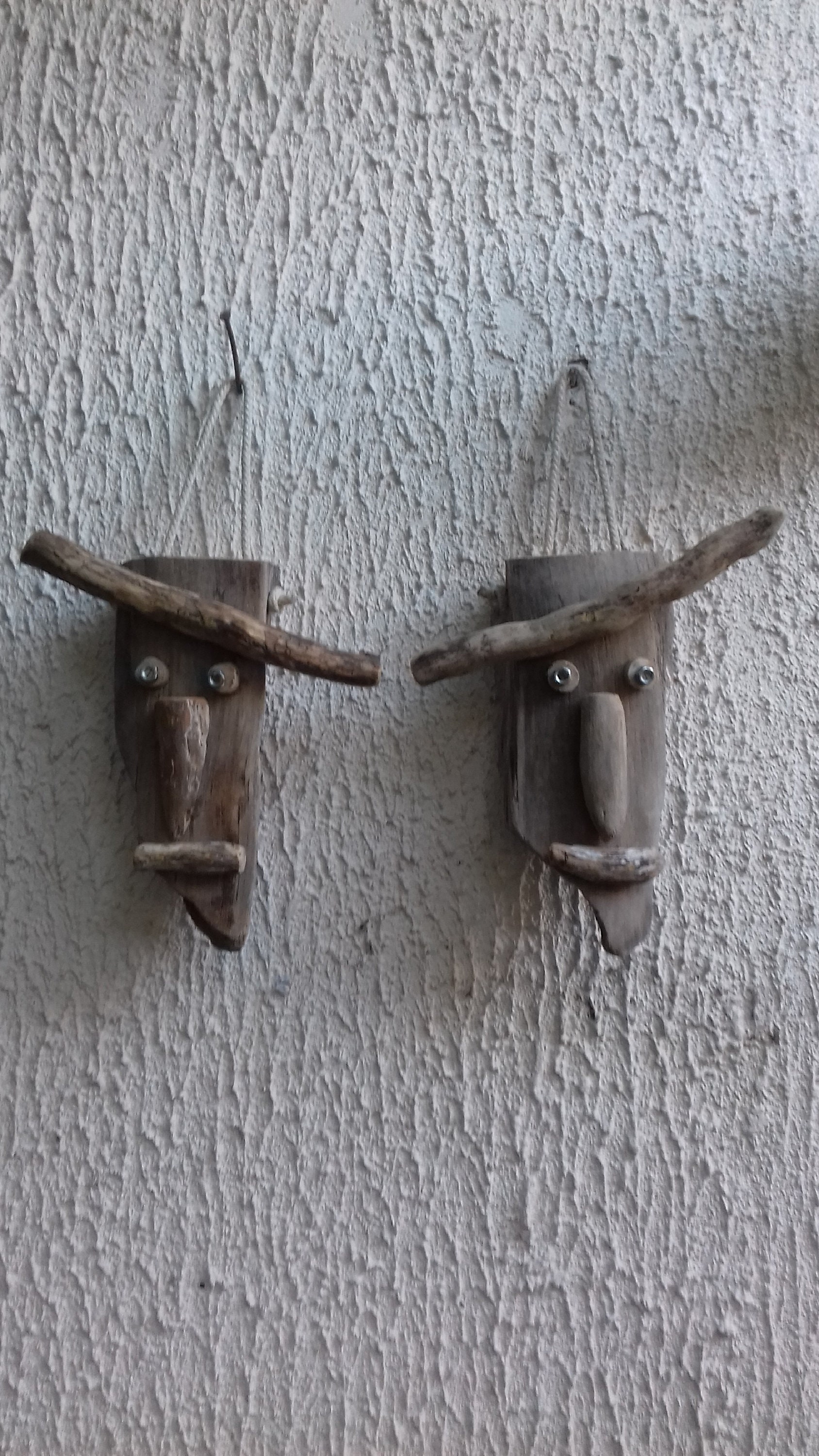 Petites Têtes d'épouvantail en Bois Flotté, Travail Artisanal