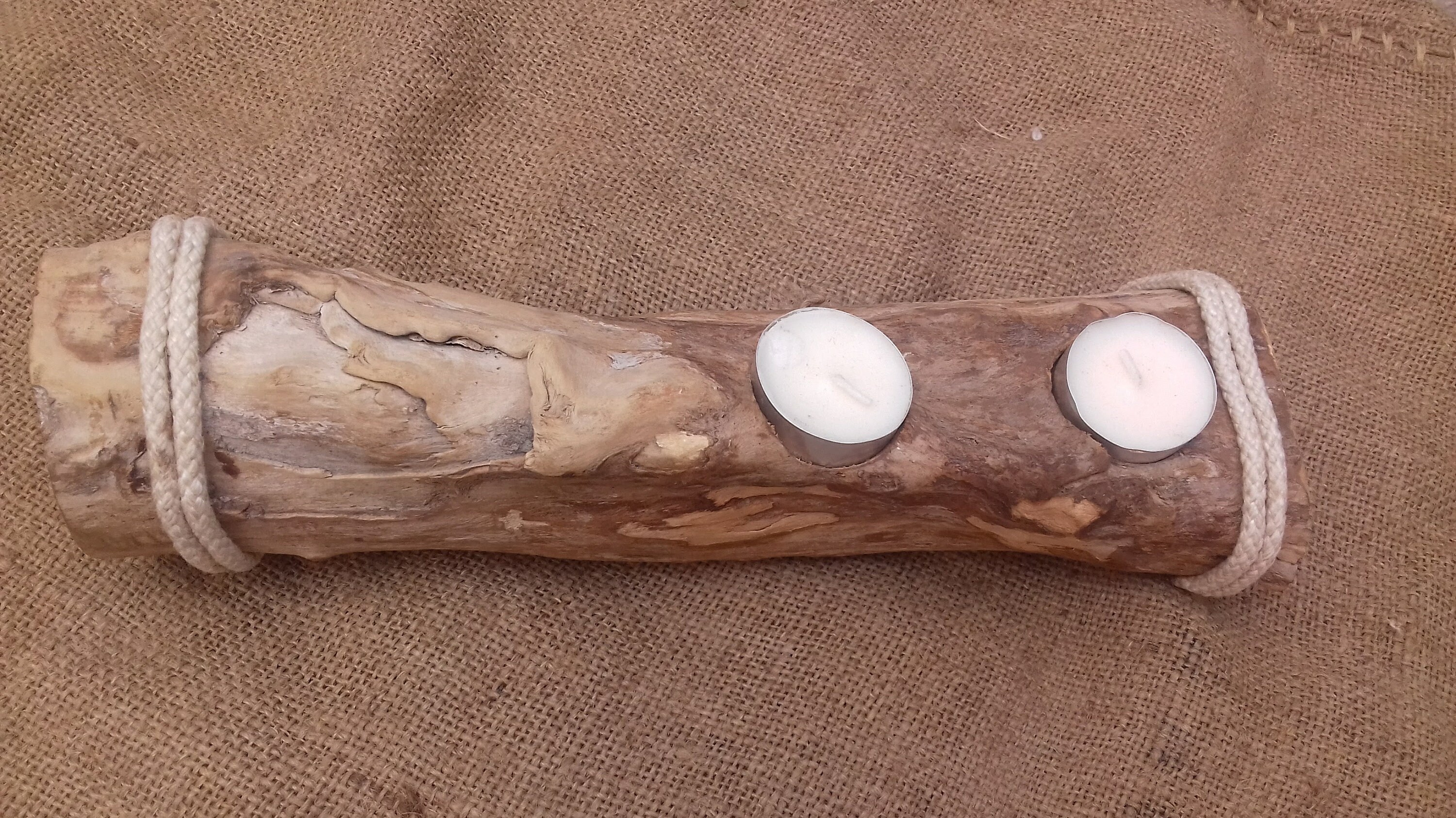 Bougeoir en Bois Flotté, Pièce Unique. Fait Main.