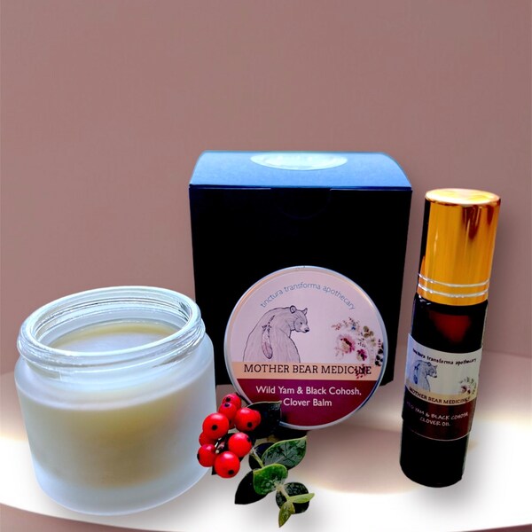 WILD YAM BALM & Wild Yam Roll-on Oil Set. Female balancing remedy. “ Bear Medicine” Special deep healing line.