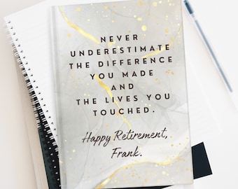 Benutzerdefiniertes Hardcover-Notizbuch, individuelles Geschenk zum Ruhestand, Mitarbeiter-Ruhestandsgeschenk, personalisierte Zeitschrift, individuelles Notizbuch, Geschenk für Männer