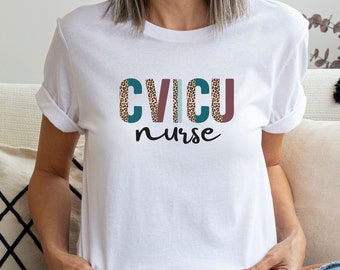 CVICU nurse t shirt, cvicu leopard print nurse tshirt, cardiac nurse shirt, cvicu grad gift, nurse appreciation gift, gift for cvicu nurse