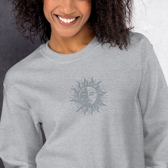 Sun Embroidered Sweatshirt, Embroidered Sun Unisex Sweatshirt - Main Image