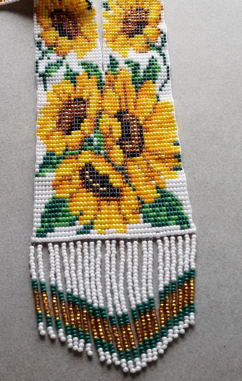 bead loom necklace yellow sunflower jewelery set 2 pieces necklace and earrings gerdan native american style