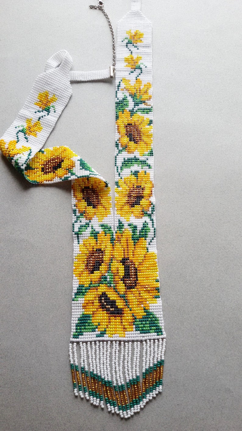 bead loom necklace yellow sunflower jewelery set 2 pieces necklace and earrings gerdan native american style