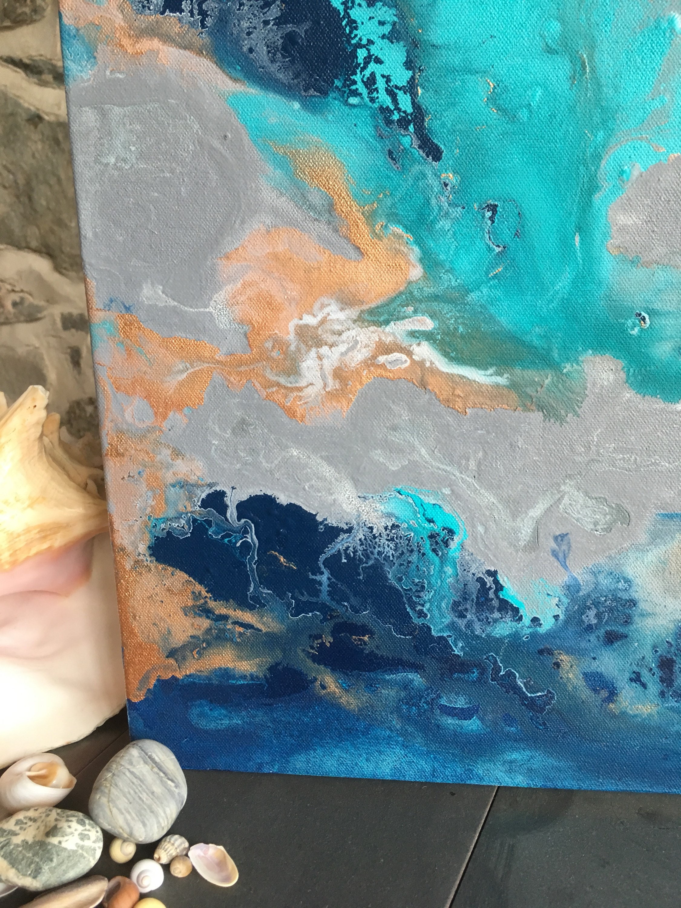 Abstract painting sea inspired art bright artwork art | Etsy