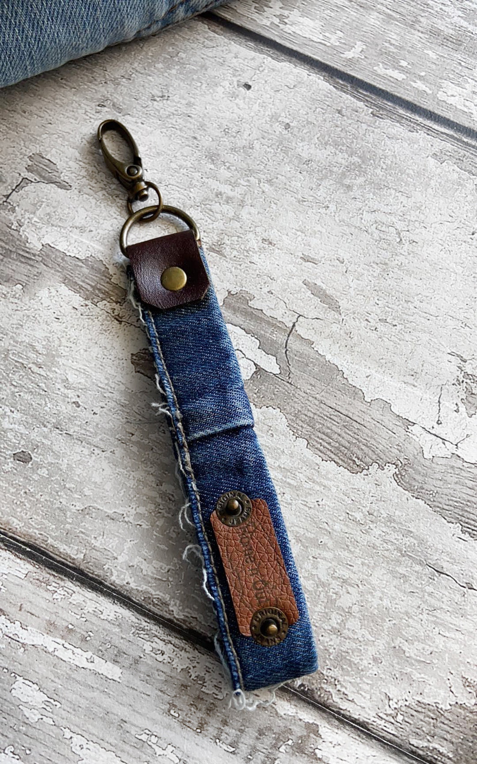 Denim Straps Keychain Small Key Chain Key Fob Recycled Etsy