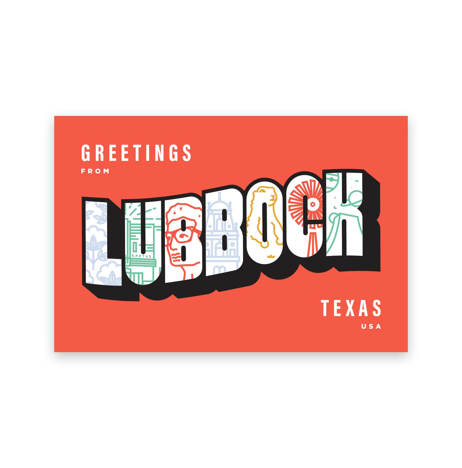 Greetings From Lubbock Post Card Etsy