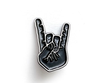 Rock On Pin - Black and Silver