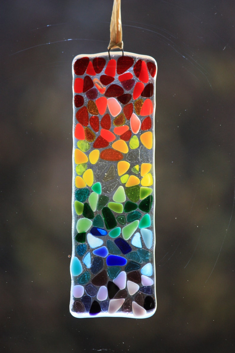 Rainbow fused glass suncatcher / sun catcher image 1