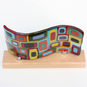 Spangles Fused Glass Wave, a Colourful Glass Panel Artwork for ...