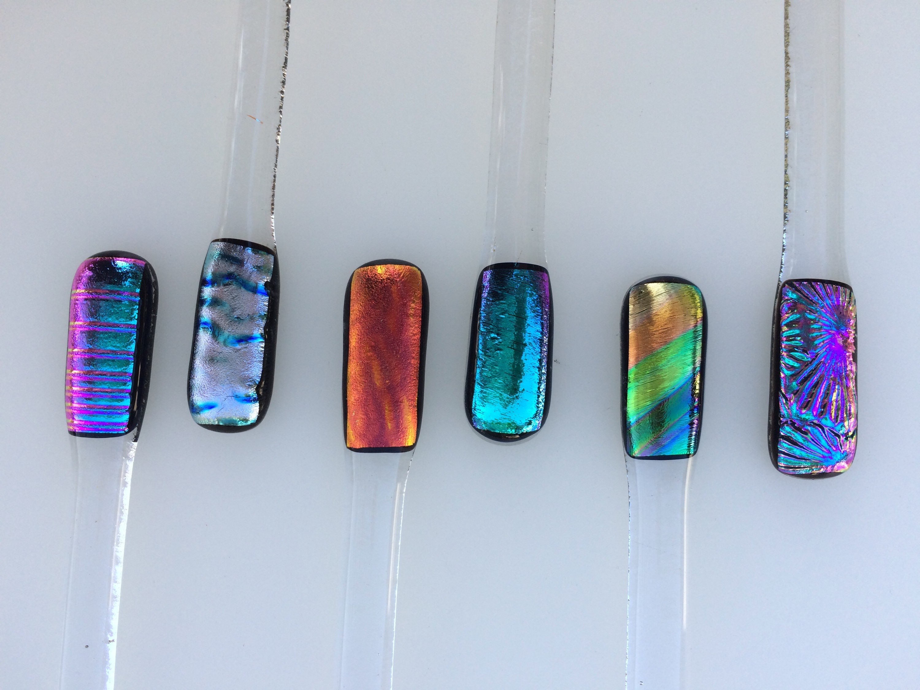 Dichroic fused glass drinks stirrers /swizzle sticks