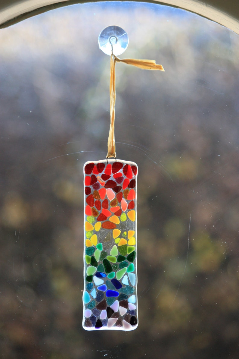 Rainbow fused glass suncatcher / sun catcher image 5